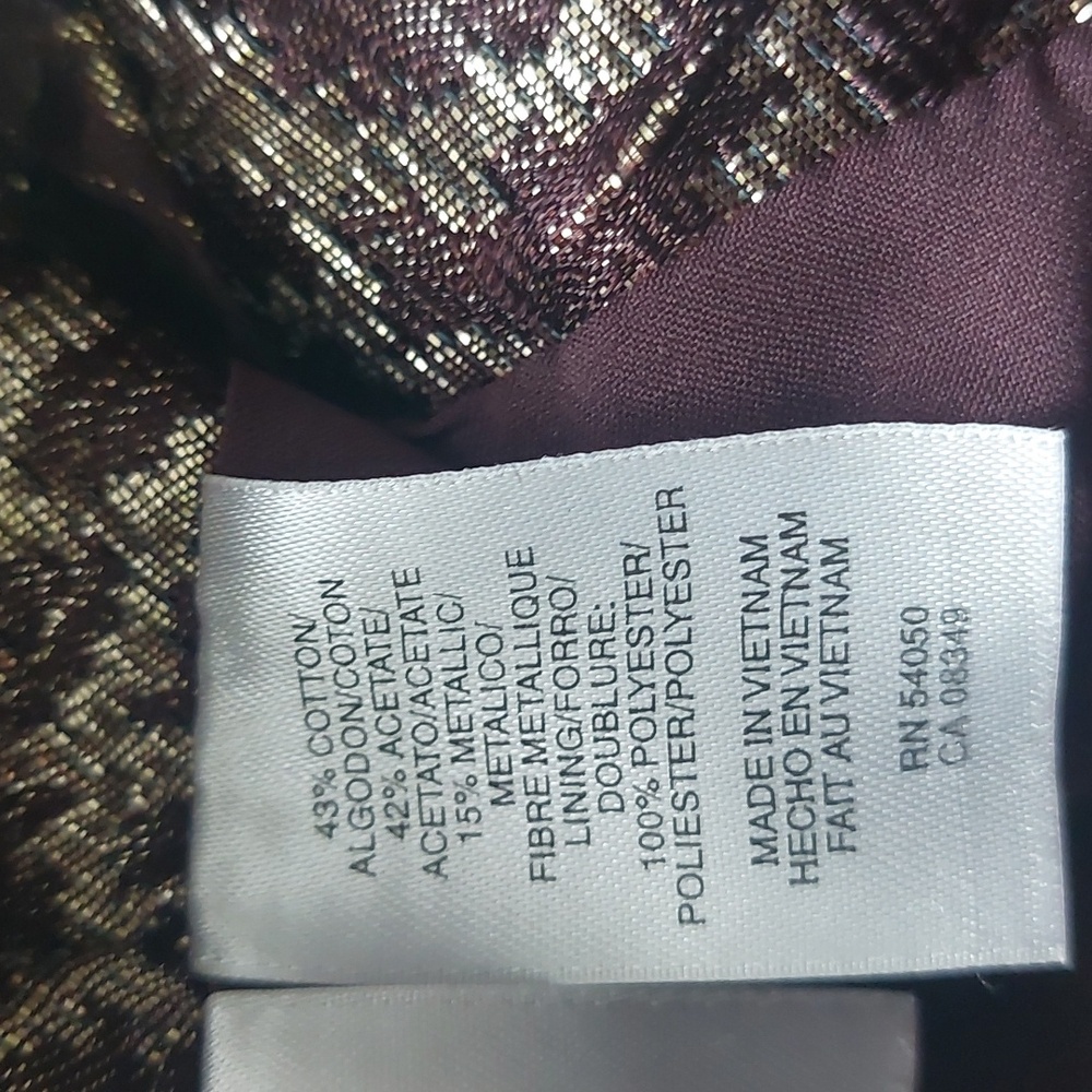 JONES NEW YORK, Size 12, Elegant Metallic Skirt Gold and Brown Color. - Picture 7 of 7